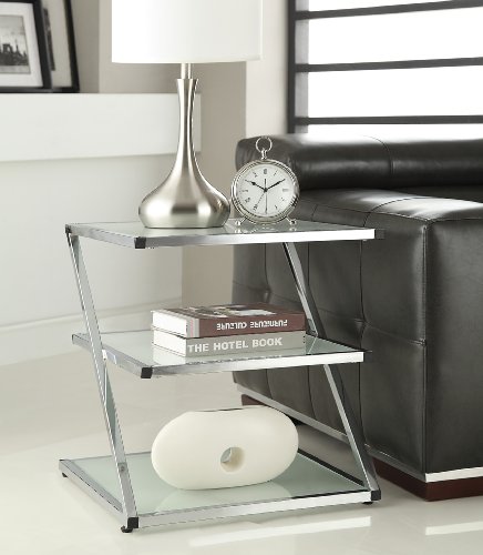 3-tier Chrome Finish Glass Chair Side End Table