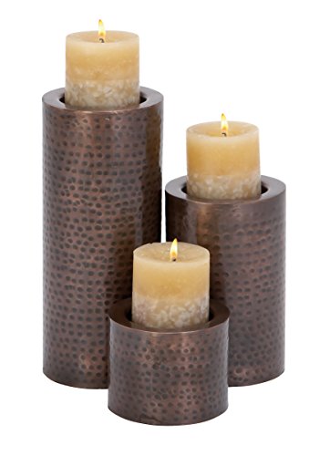 Deco 79 Metal Candle Holder, 11 by 7 by 4-Inch, Black, Set of 3