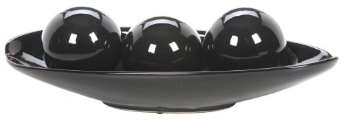 Hosley Black Decorative Bowl and Orb Set. Ideal GIFT for Weddings, Special Occasions, and for Decorative Centerpiece in Your Living/Dining Room O3