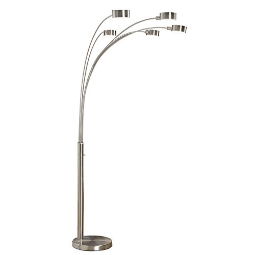Artiva USA Micah – 5 Arc Brushed Steel Floor Lamp w/ Dimmer Switch, 360 Degree Rotatable Shades – Dim Options – Bright & Attractive – Solid Construction – Stainless Steel – Industrial & Mid-Century