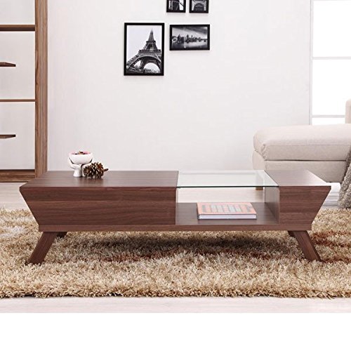 Browson Contemporary Style Glass Insert Coffee Table
