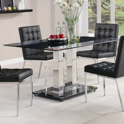 Coaster Dining Table with Tempered Glass Top in Chrome Finish