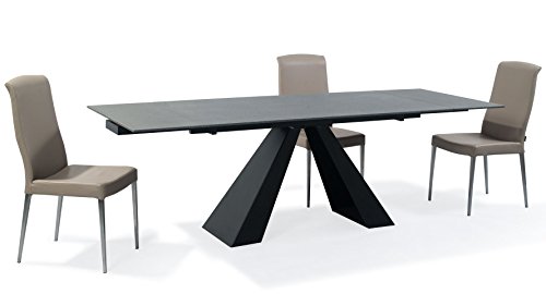 Modern Matte Black and Glass Emmerson Extendable Dining Table
